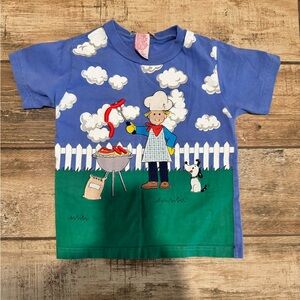 Blue Kids Shirt with Fun Barbecue Design Size 3T